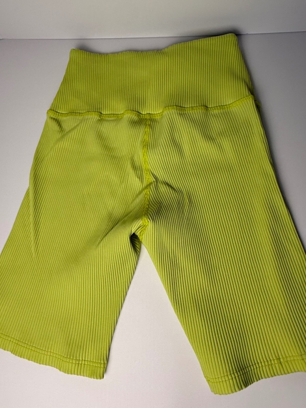 Soft Stretch Ribbed Neon Green Running Shorts